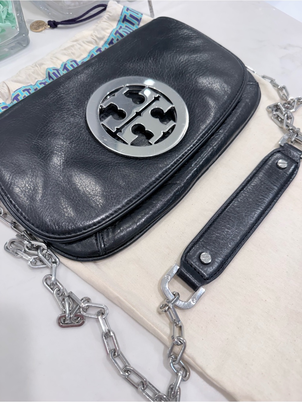 Tory Burch Reva  Black Leather Crossbody Bag
